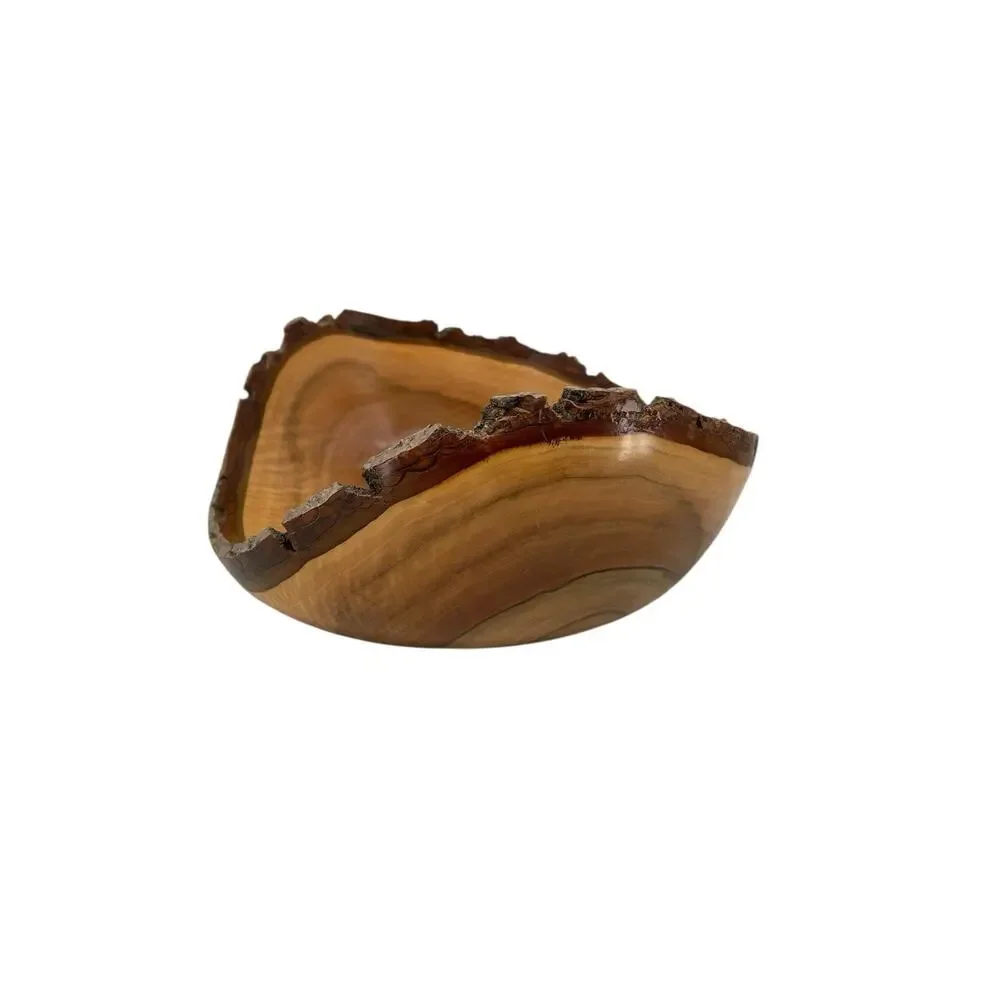 Hand Carved English Walnut Live Edge Bowl Signed Carl Ruhle